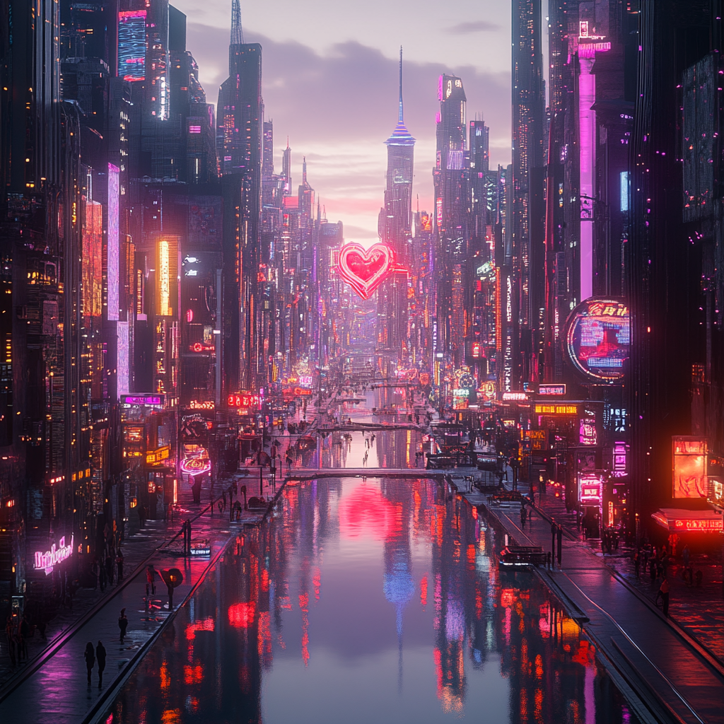 Broken Heart City at Night: A Neon Dream