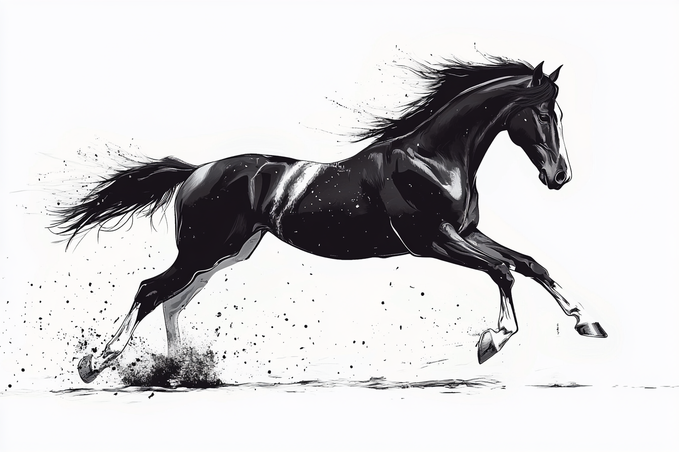 Brown Horse Galloping Vector Illustration on White Background