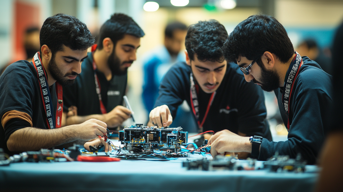 Building a robot in a robotics competition.