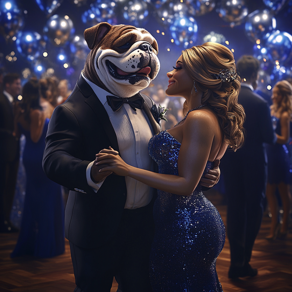 Bulldog Mascot Slow Dances at Prom 