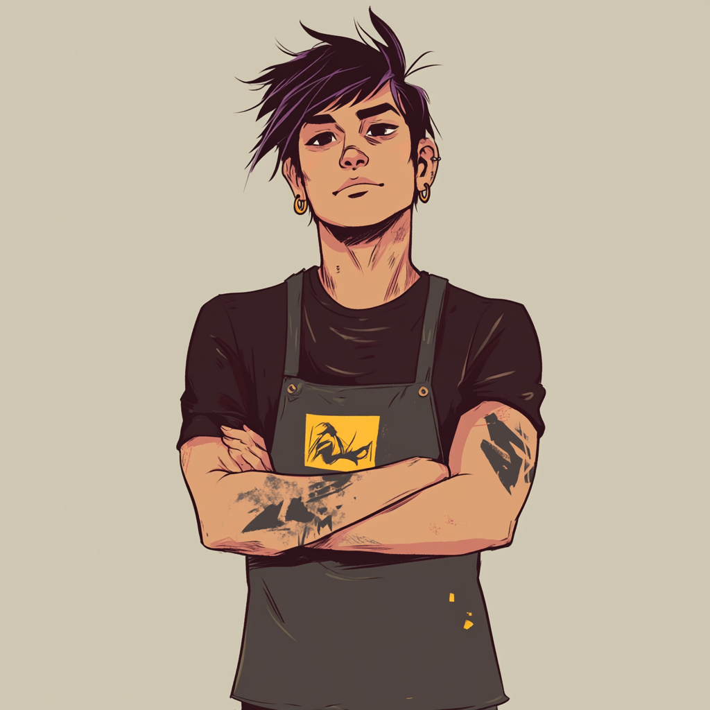 Burgundy Punk Restaurant Manager with Cool Vibe