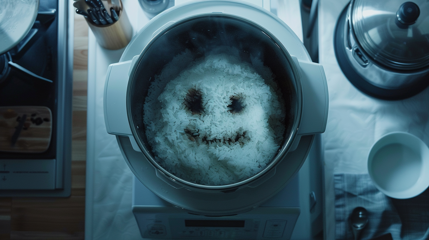 Burnt rice forming claw marks in rice cooker