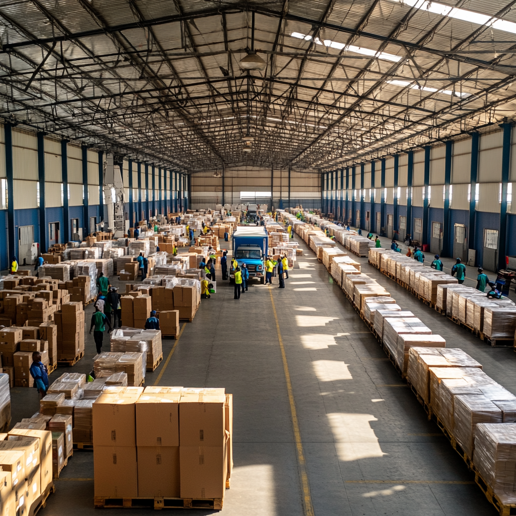 Busy Package Delivery Facility in Africa