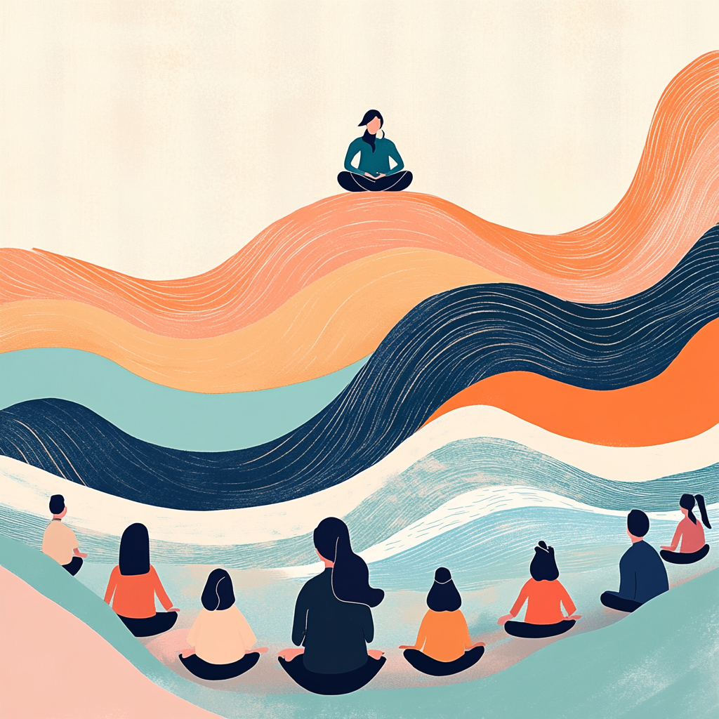 Calm and Harmonious Classroom Mindfulness Session Illustration