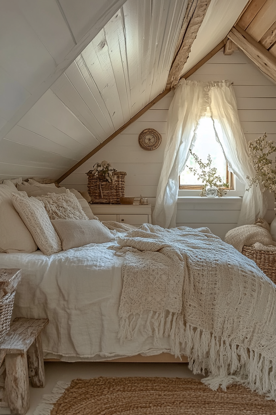 Calm and tidy cabin bedroom with serene atmosphere.