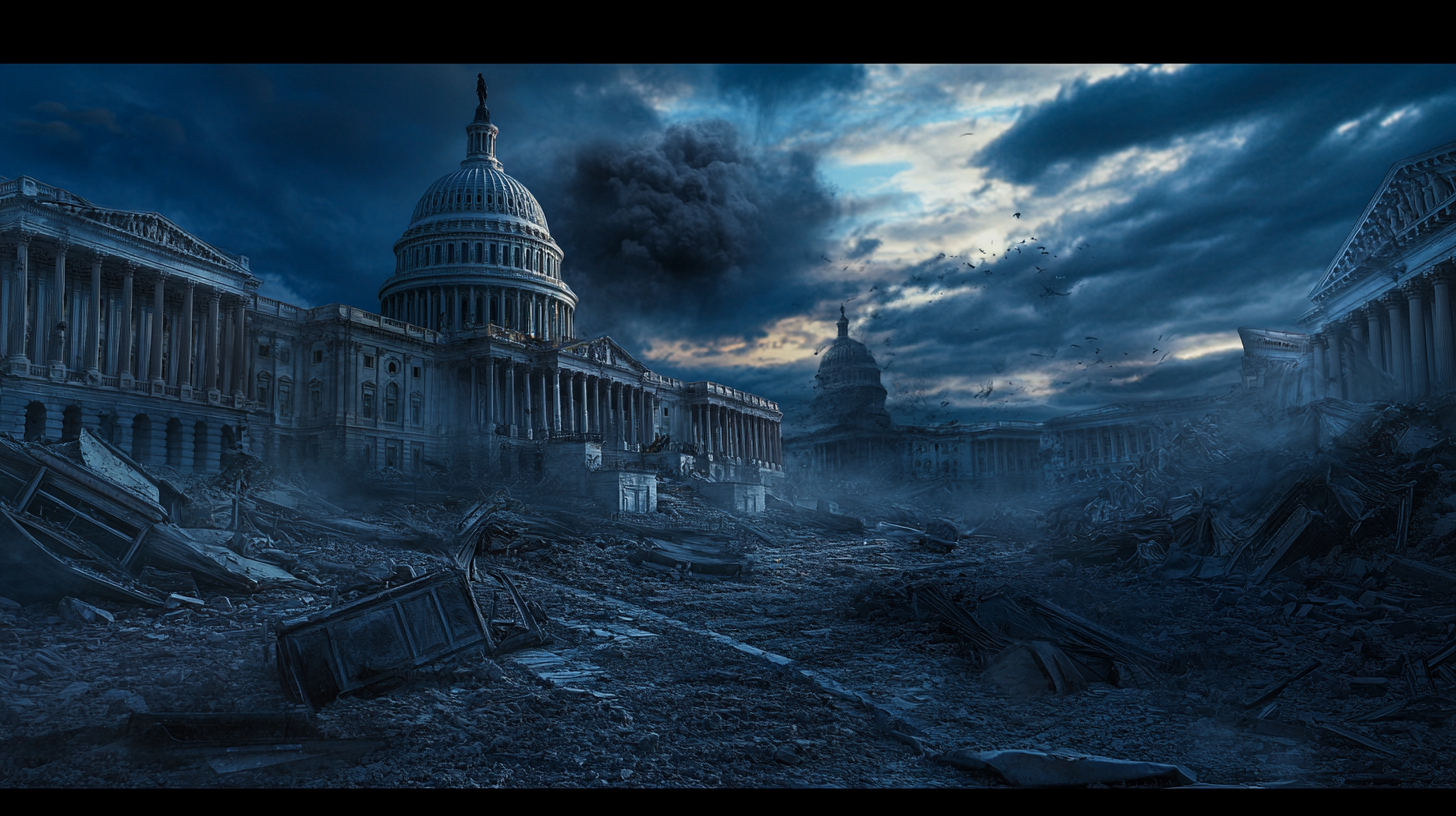 Capitol in Washington destroyed in 2024, detailed damage.