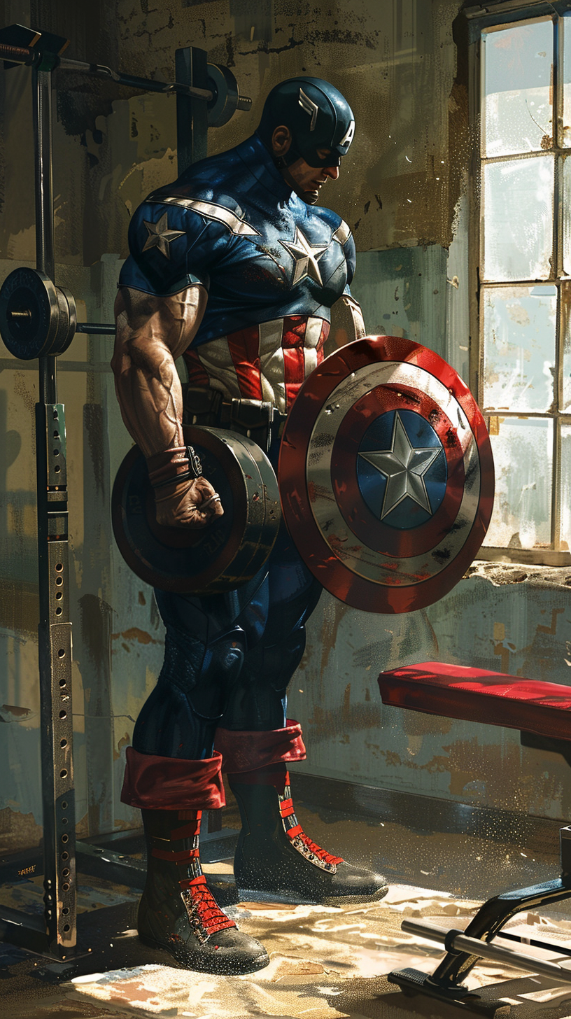 Captain America Gym Workout Strength Training Superhero