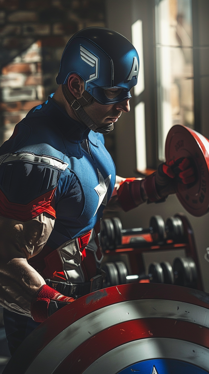 Captain America Training in Patriot Gym Room