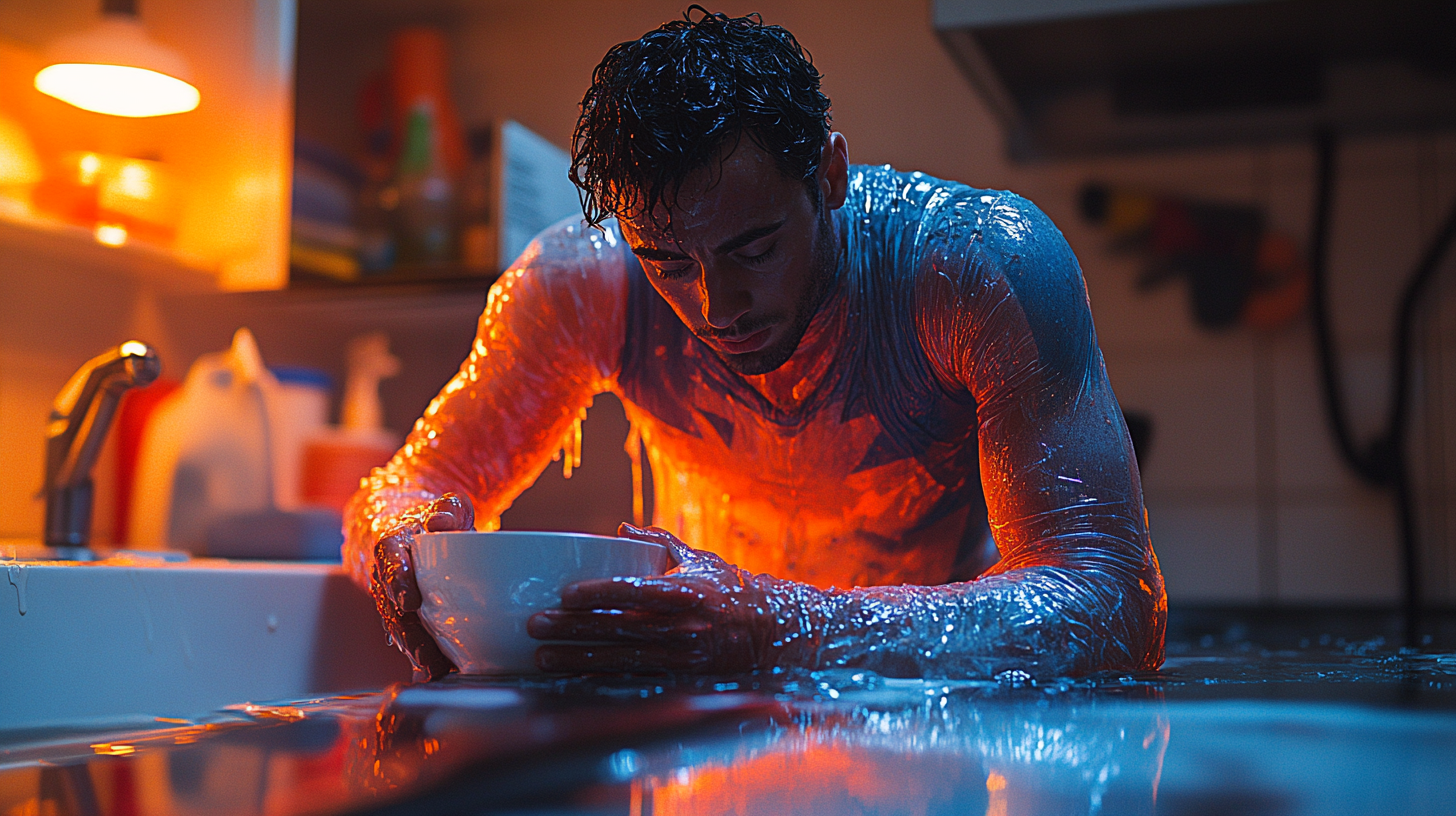 Captain America Washing Dishes in Vogue Style