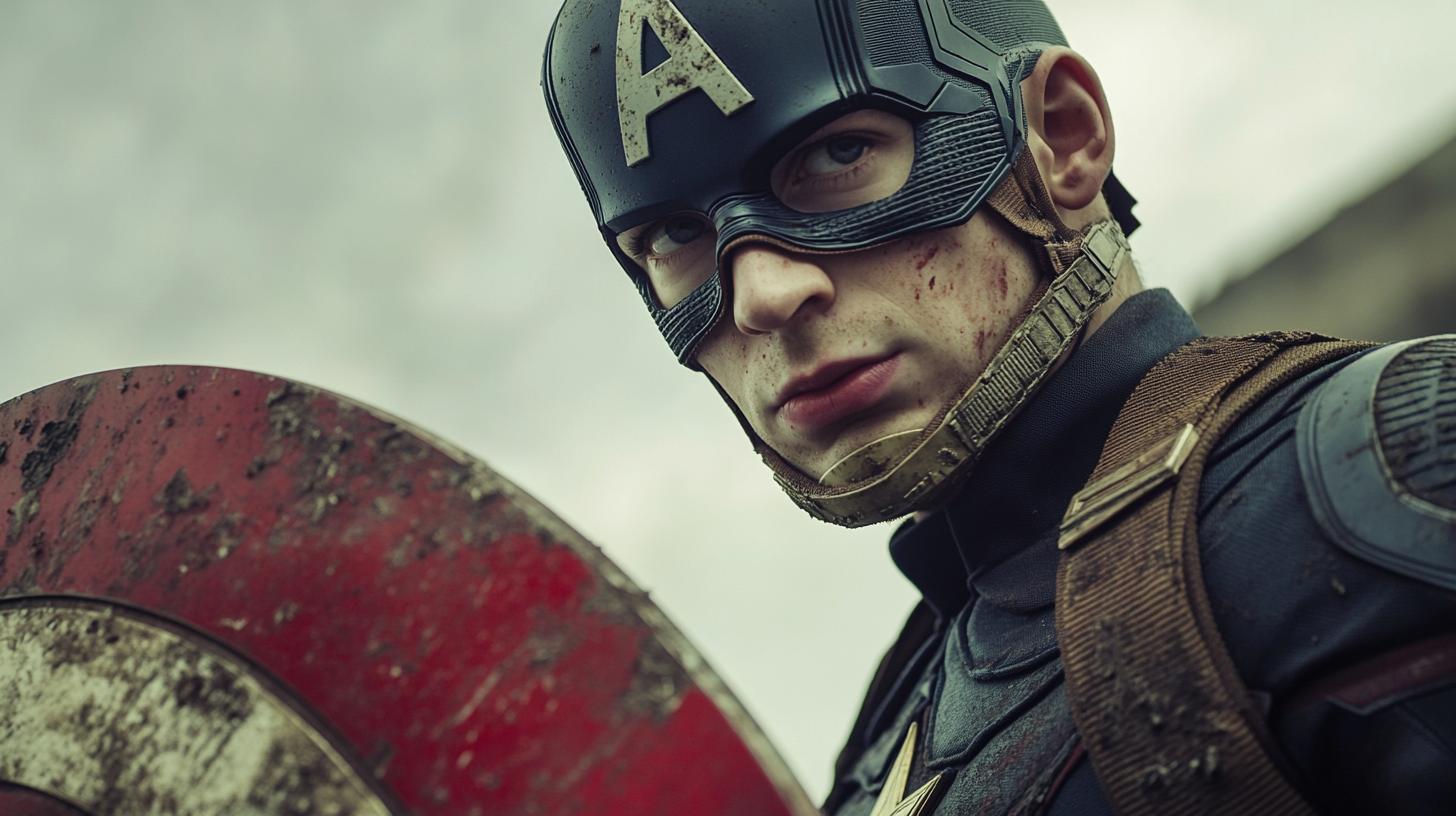 Captain America in Front of Frame with Shield