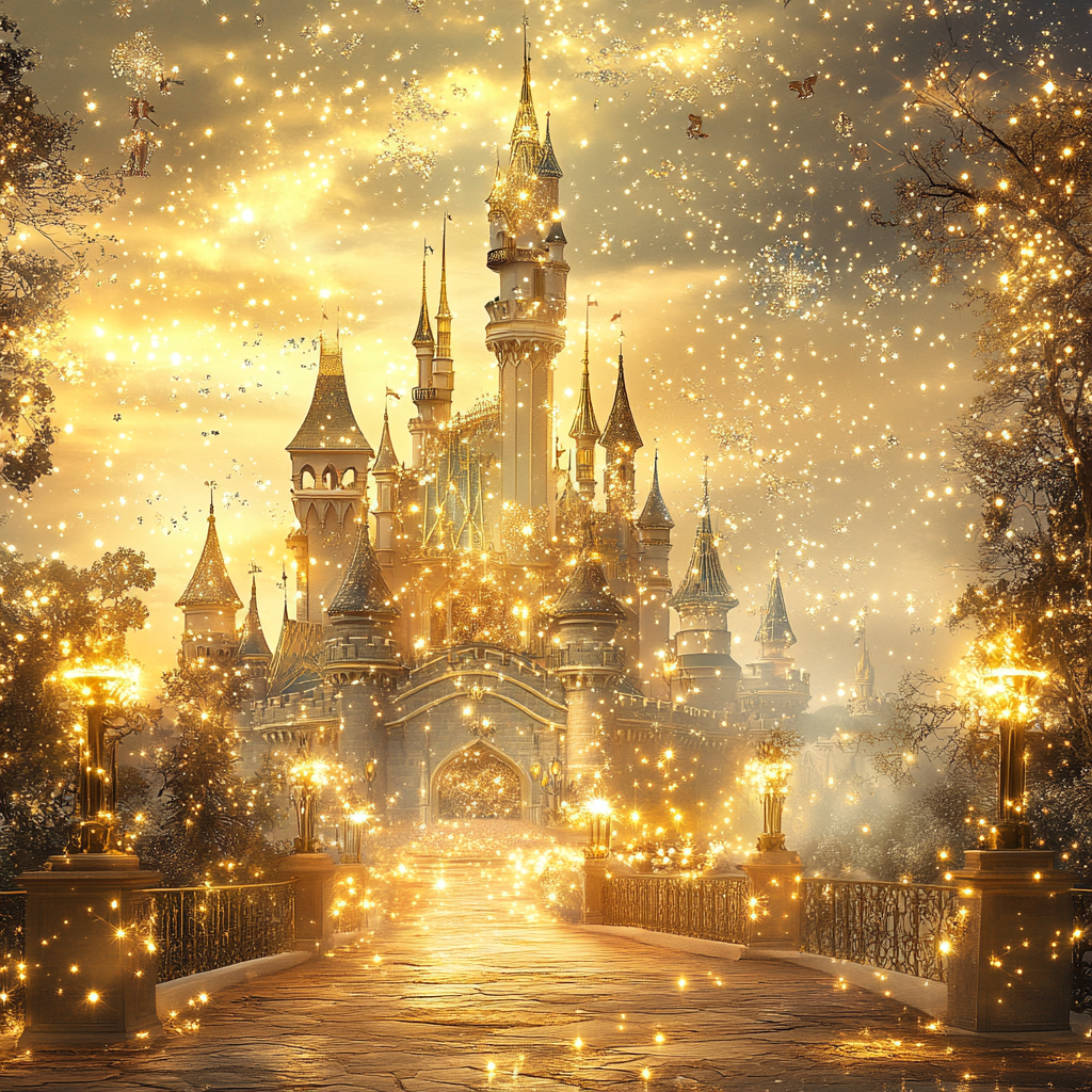 Captivating Disney bag advertisement background with elegant, magical ambiance.