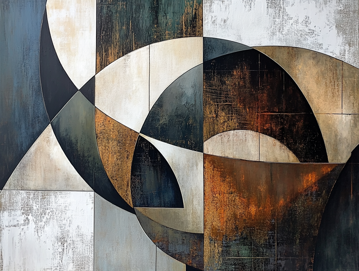 Captivating Modern Abstract Artwork Geometric Shapes Metallic Accents