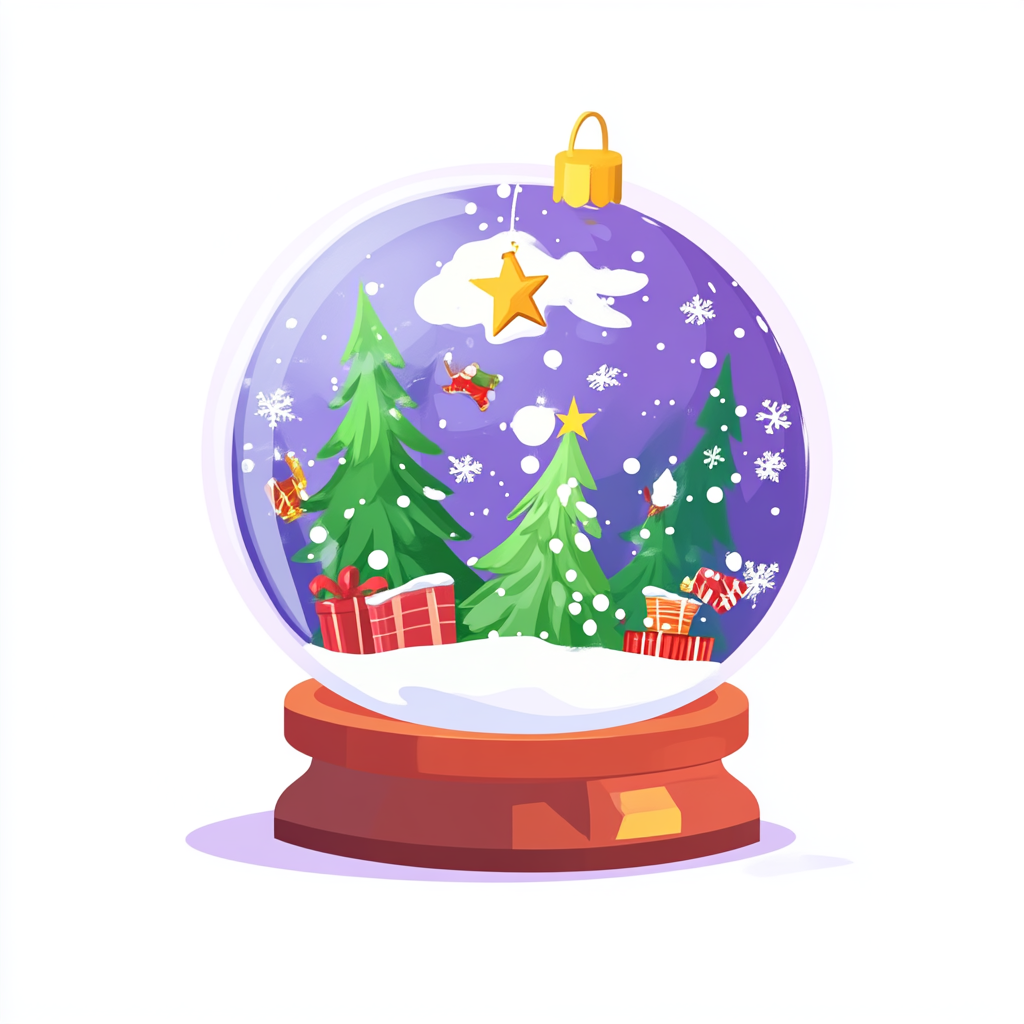 Cartoon Christmas Globe 3D Style White Background