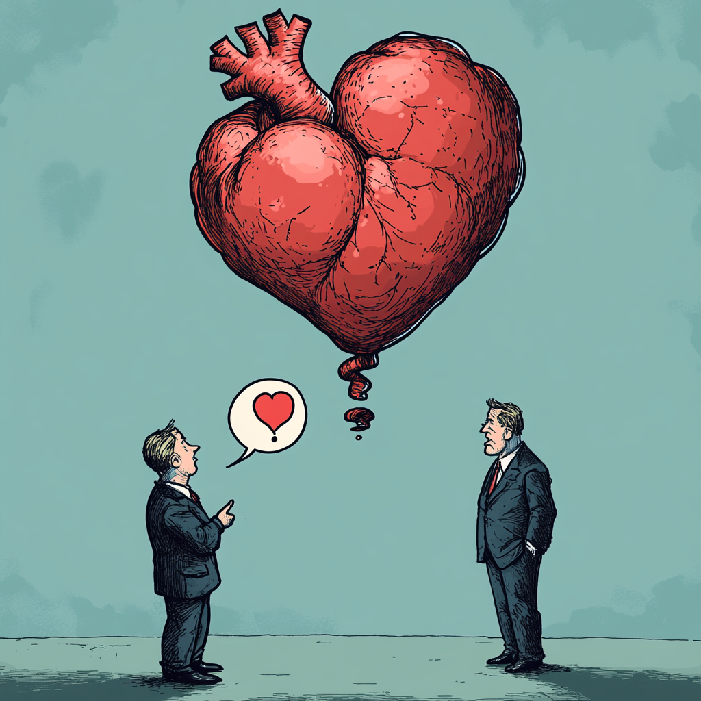 Cartoon Conversation: Bureaucrat, Heart, Love Symbol, Question Mark