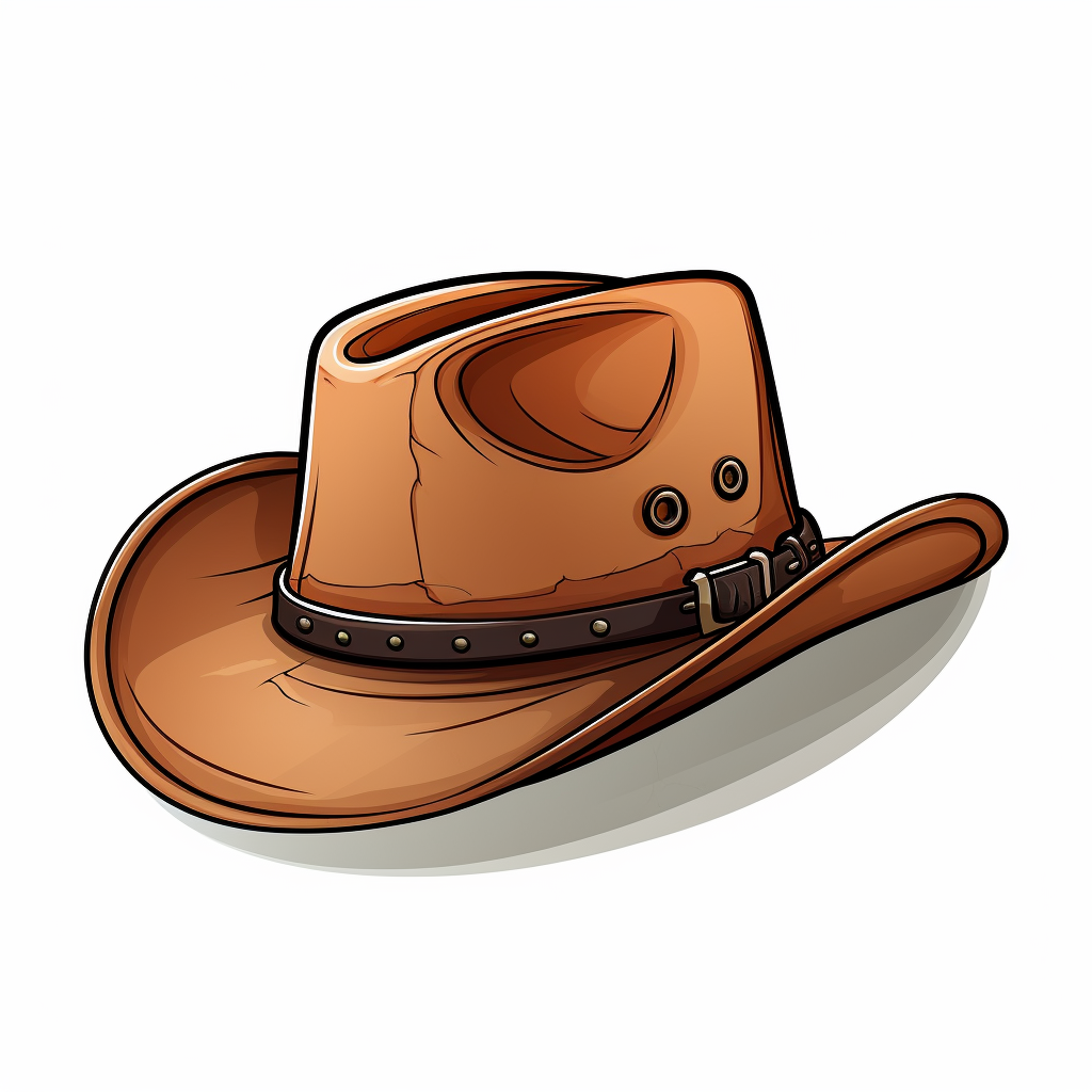 Colorful Cartoon Cowboy Hat on White Background