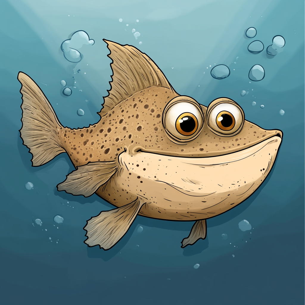 Cartoon Flounder, Flatfish Species, Bottom of Oceans