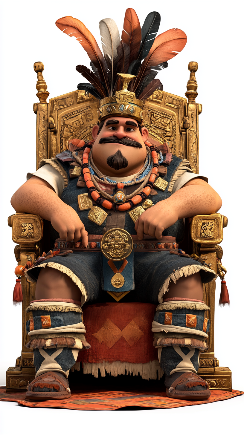 Cartoon King on Golden Throne Art