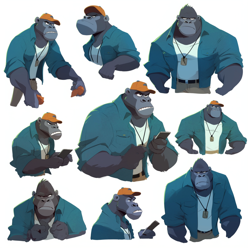 Cartoon friendly gorilla in Disney style artwork