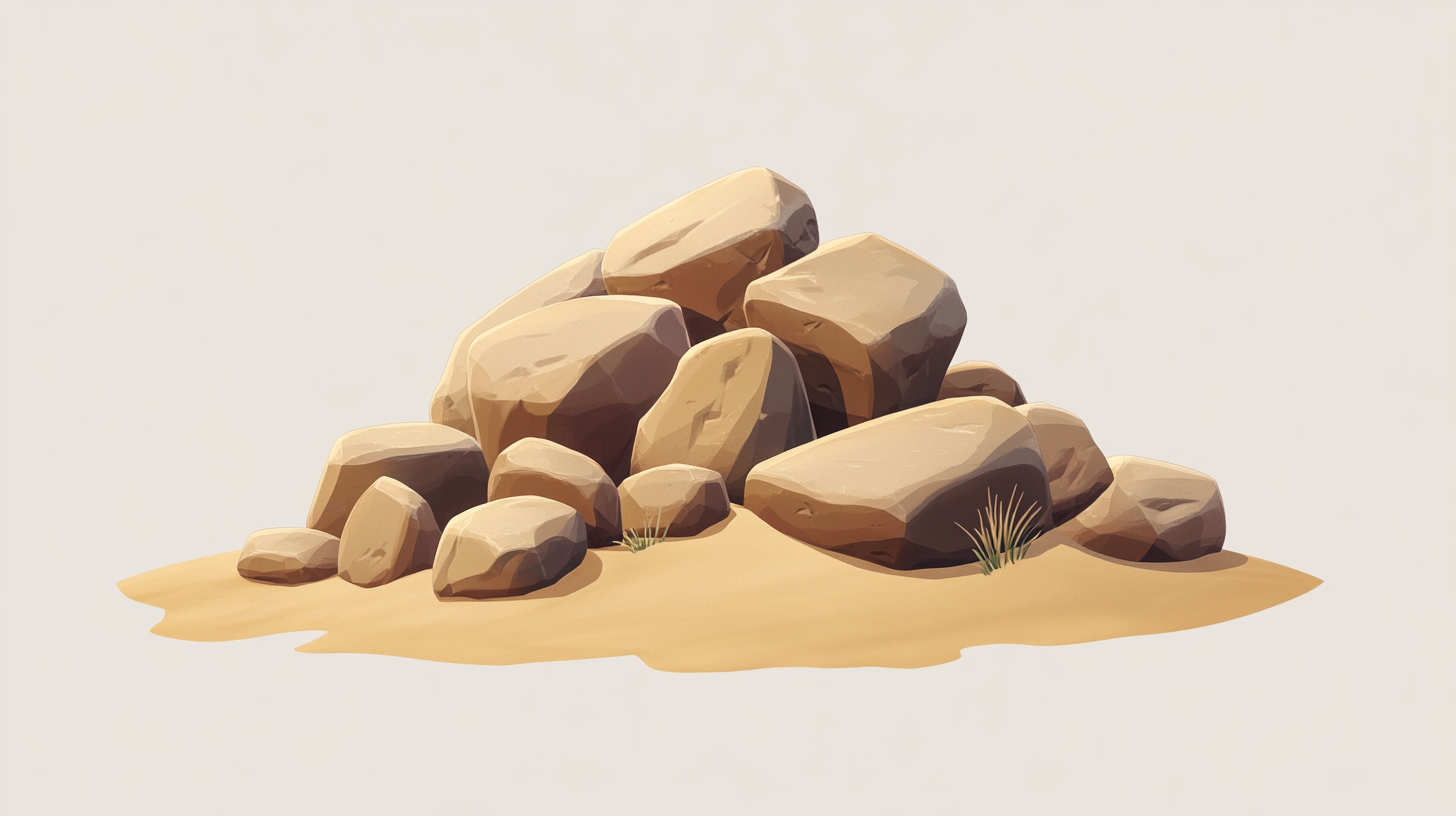 Cartoon stone sand pile with exquisite details.