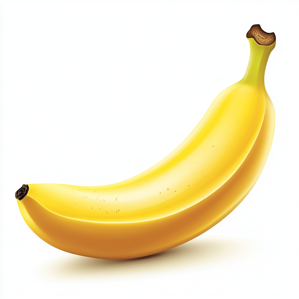 Cartoon-style Opened Banana with Small Glares on White Background