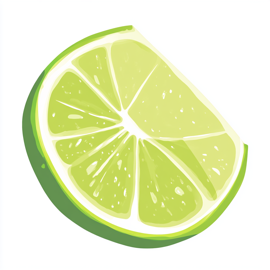 Cartoon style lime slice on white background