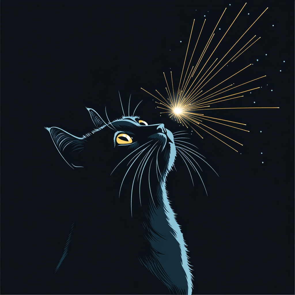 Cat mesmerized by expanding beams of light.