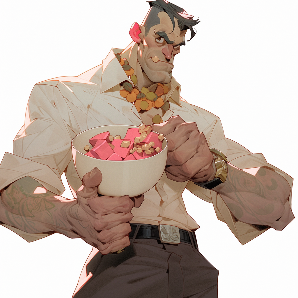 Character portrait by Jc Leyendecker depicts Frankenberry himbo.