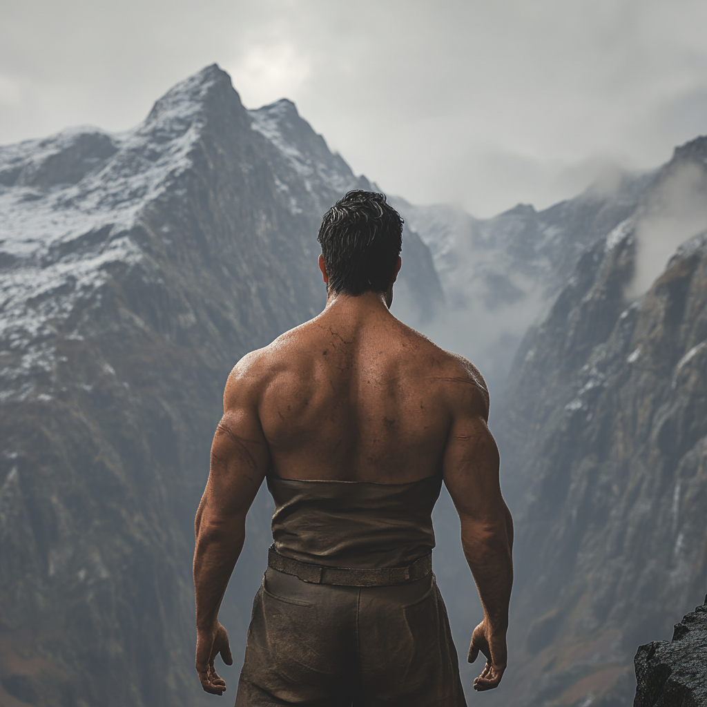 Charismatic man with black hair in front of mountains