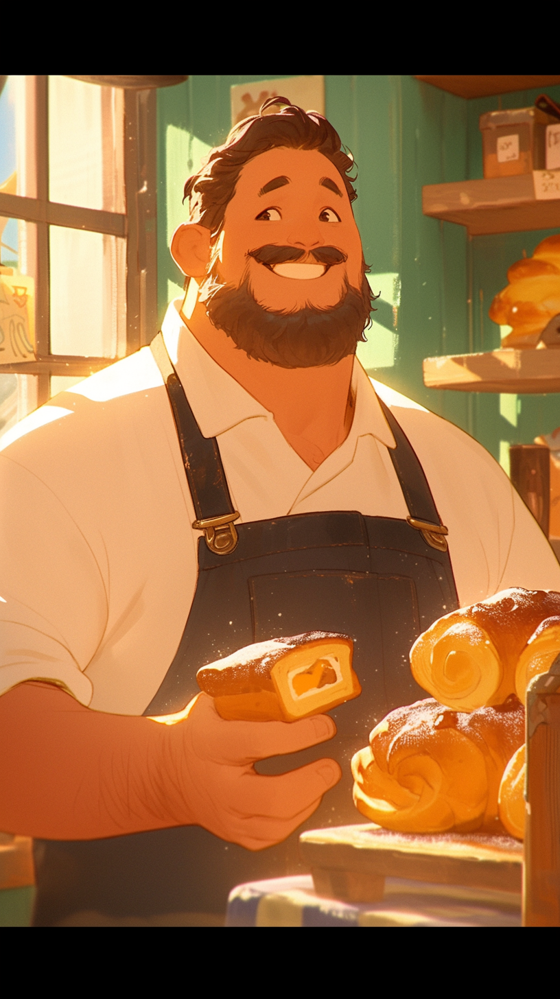 Charming 1950s Pastry Shop with Smiling Man