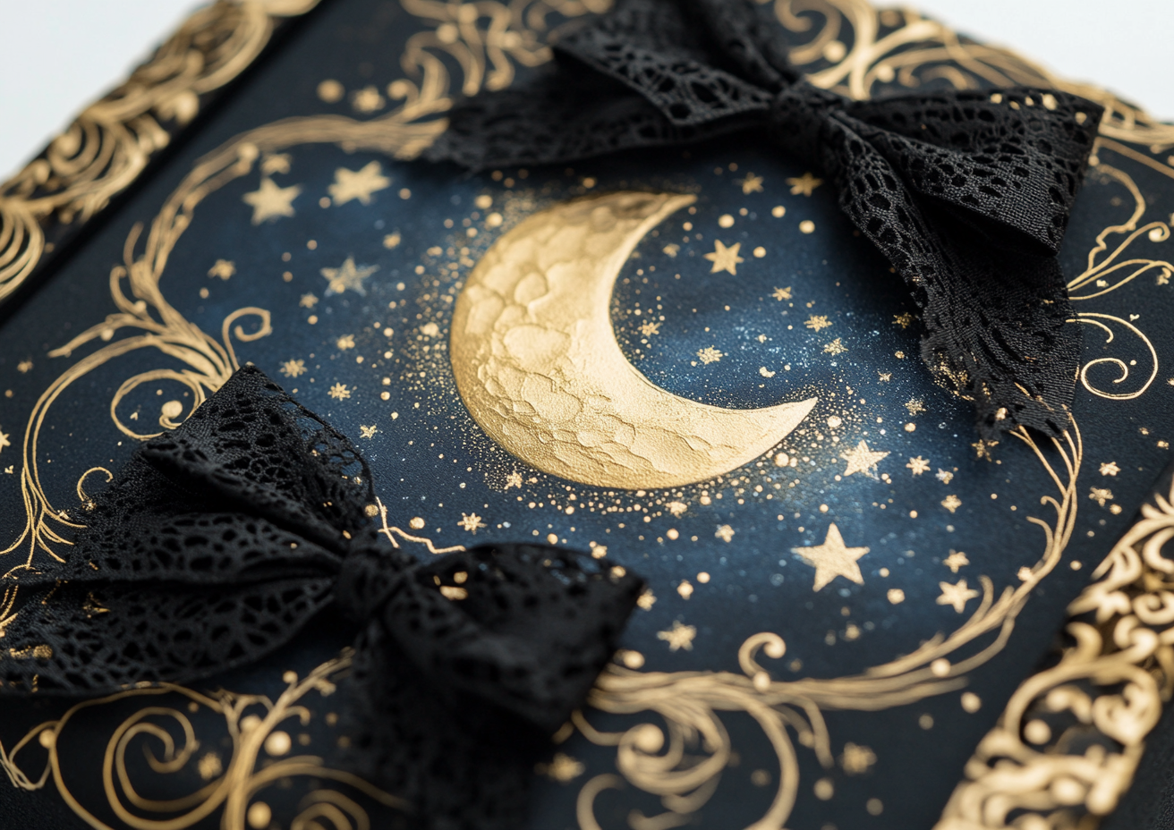 Charming Moonlit Night Painting in Ornate Frame