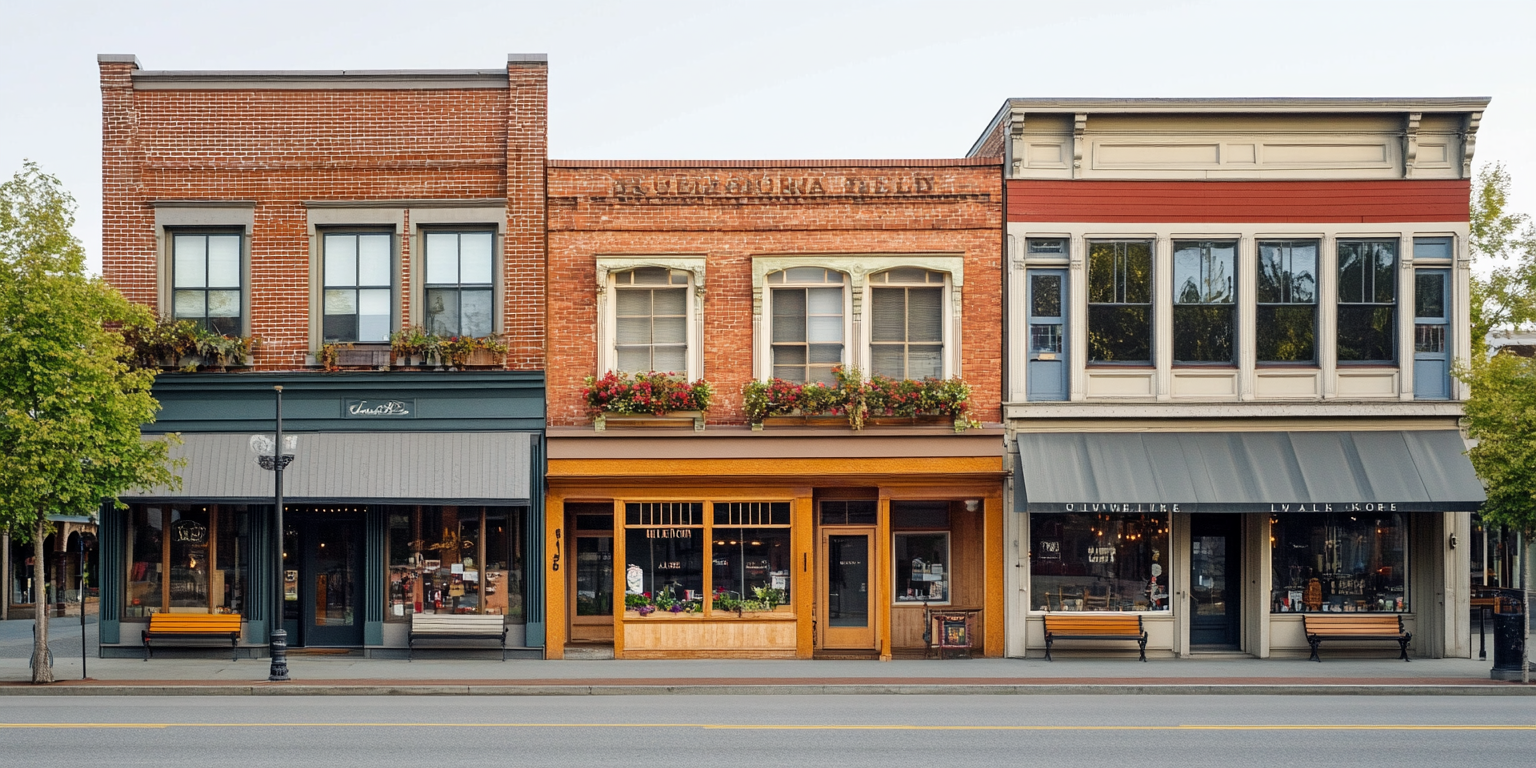 Charming Small Town Street with Two-story Buildings