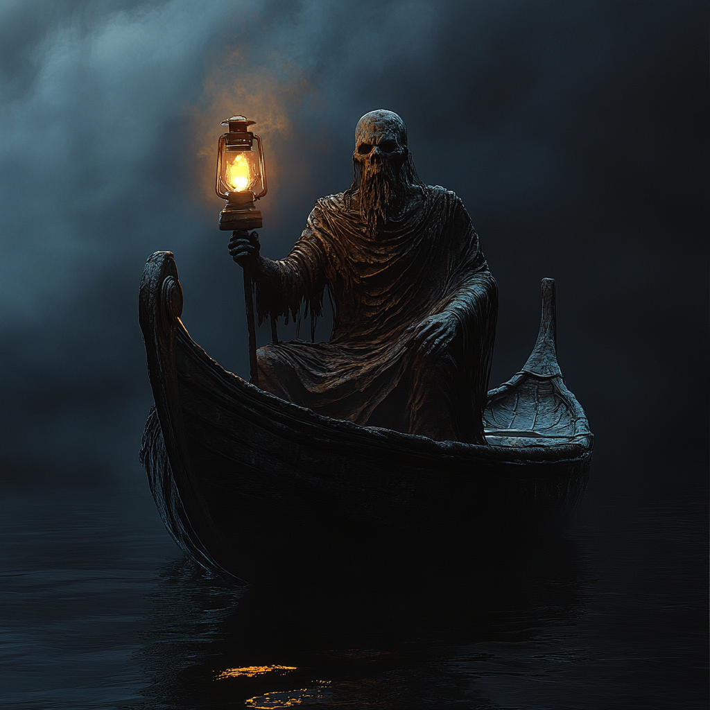 Charon Styx Boat Oil Lamp Mythology Horror Photography