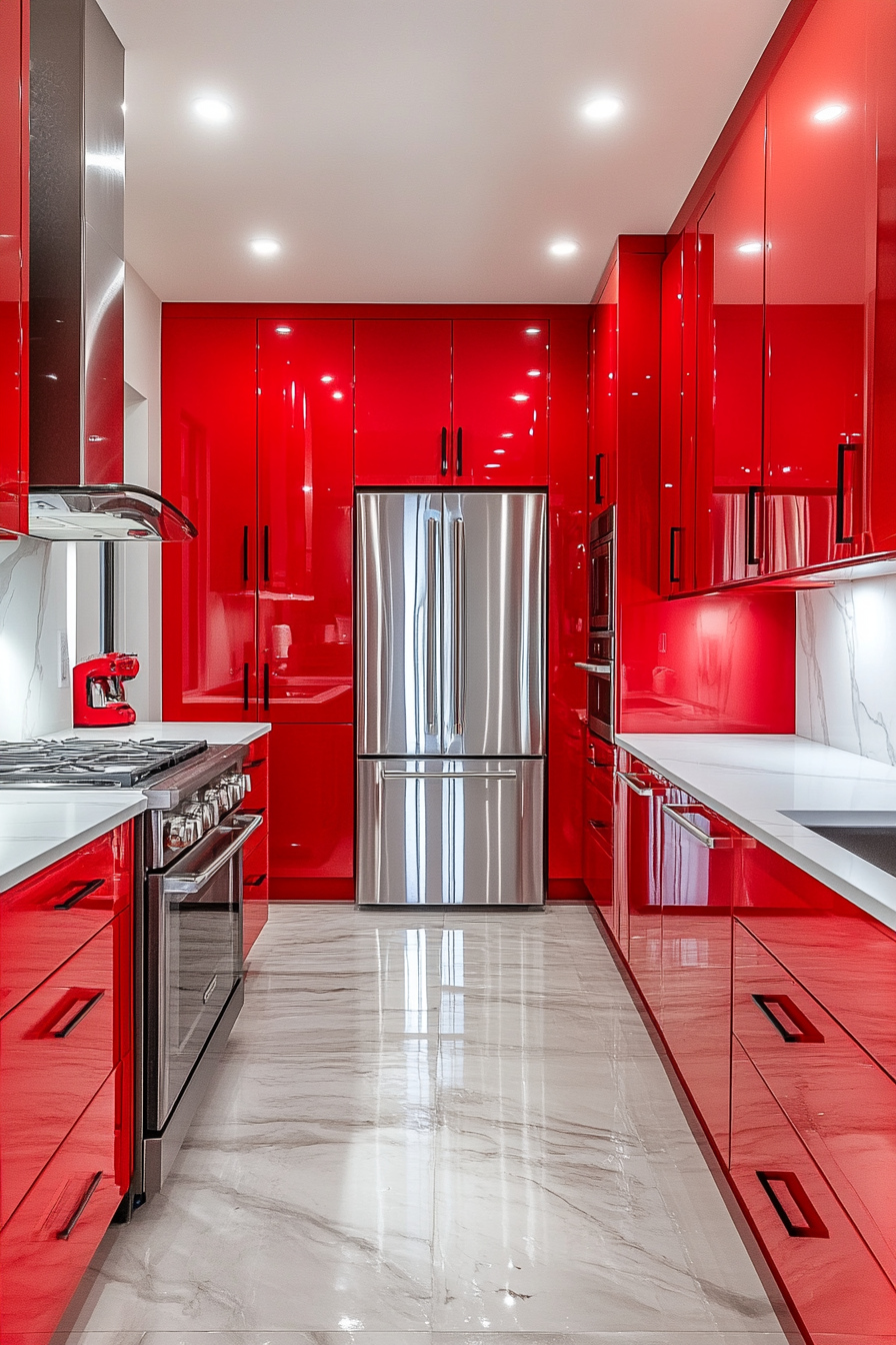 Cheerful Red Kitchen with Modern Touches