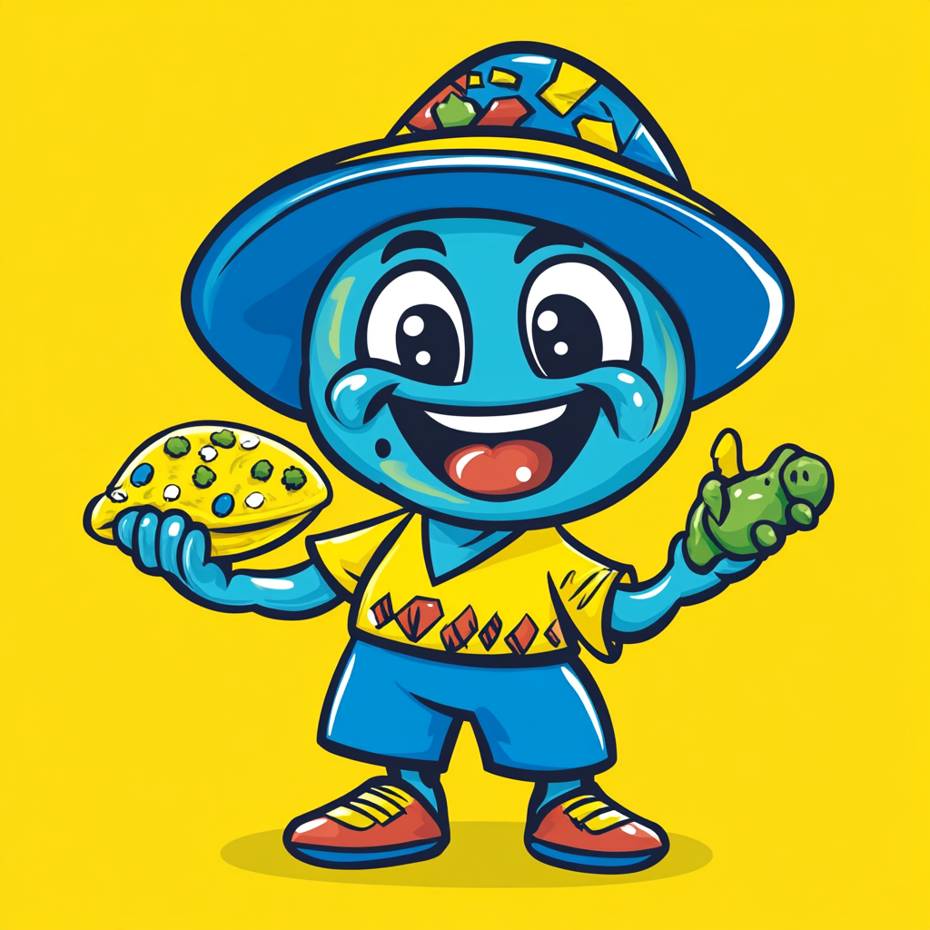 Cheerful Salvadorian Mascot Logo for Pupuseria Restaurant