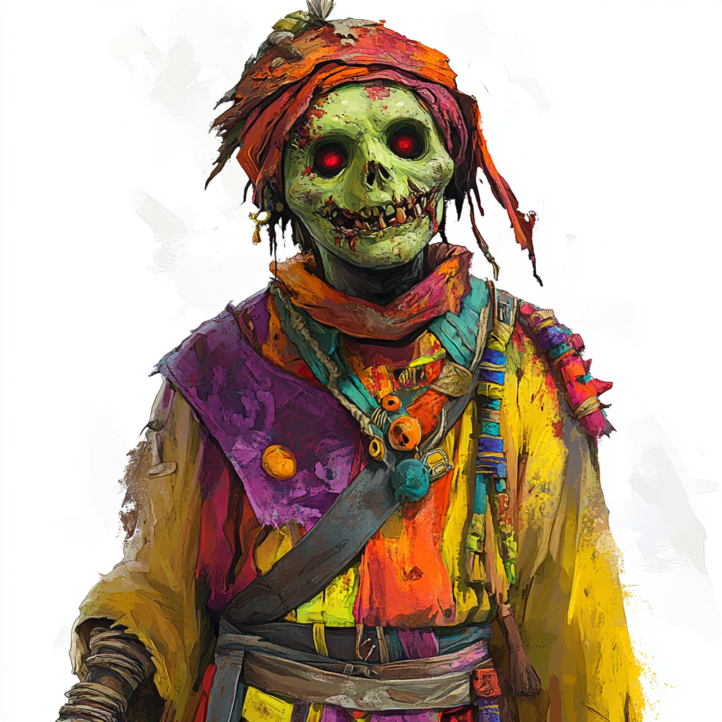 Cheerful Zombie Ankh-Seneb Portrait: Painted Style D&D NPC