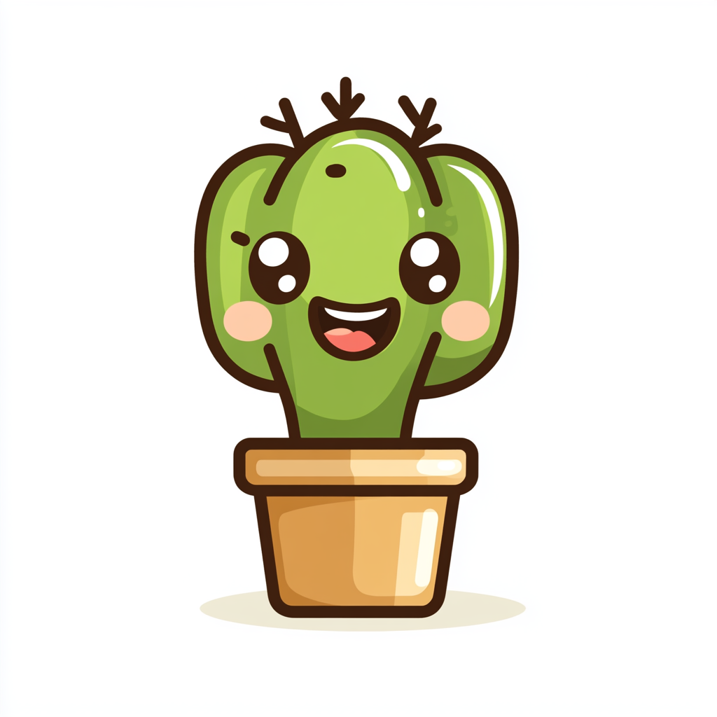 Cheerful smiling cactus logo in cartoon style