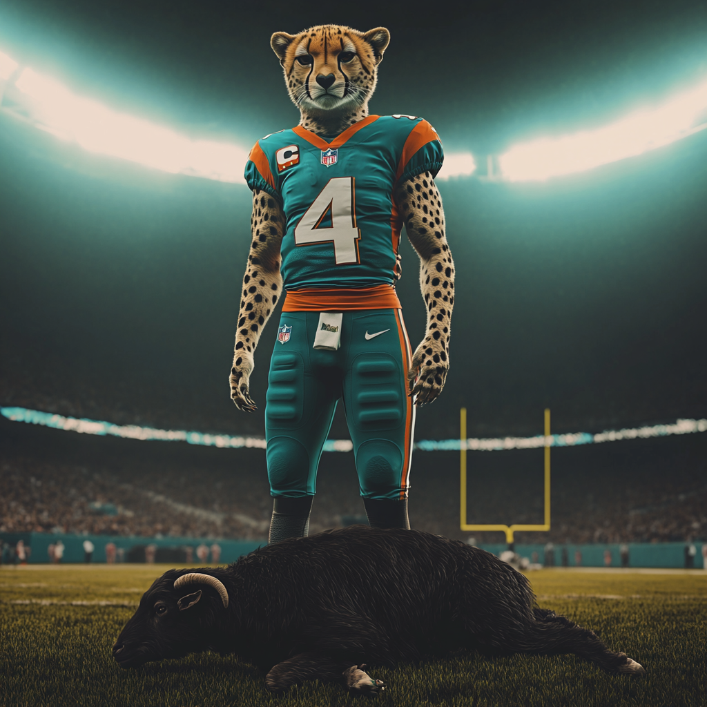 Cheetah Miami Dolphins Hunt Stadium Art Hyper-realism