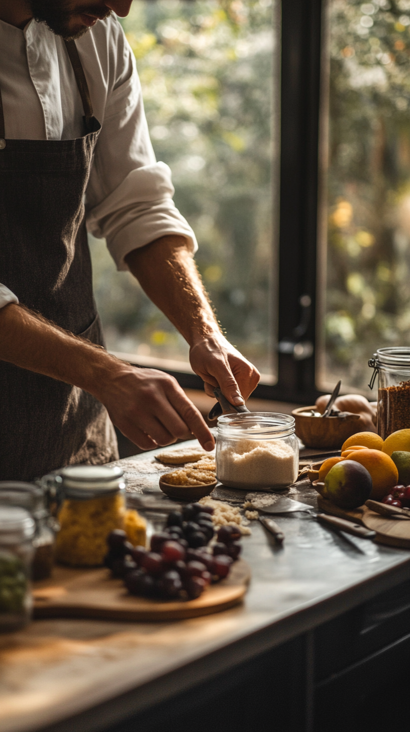 Chef Prepares Low-Calorie Dessert with Maltodextrin