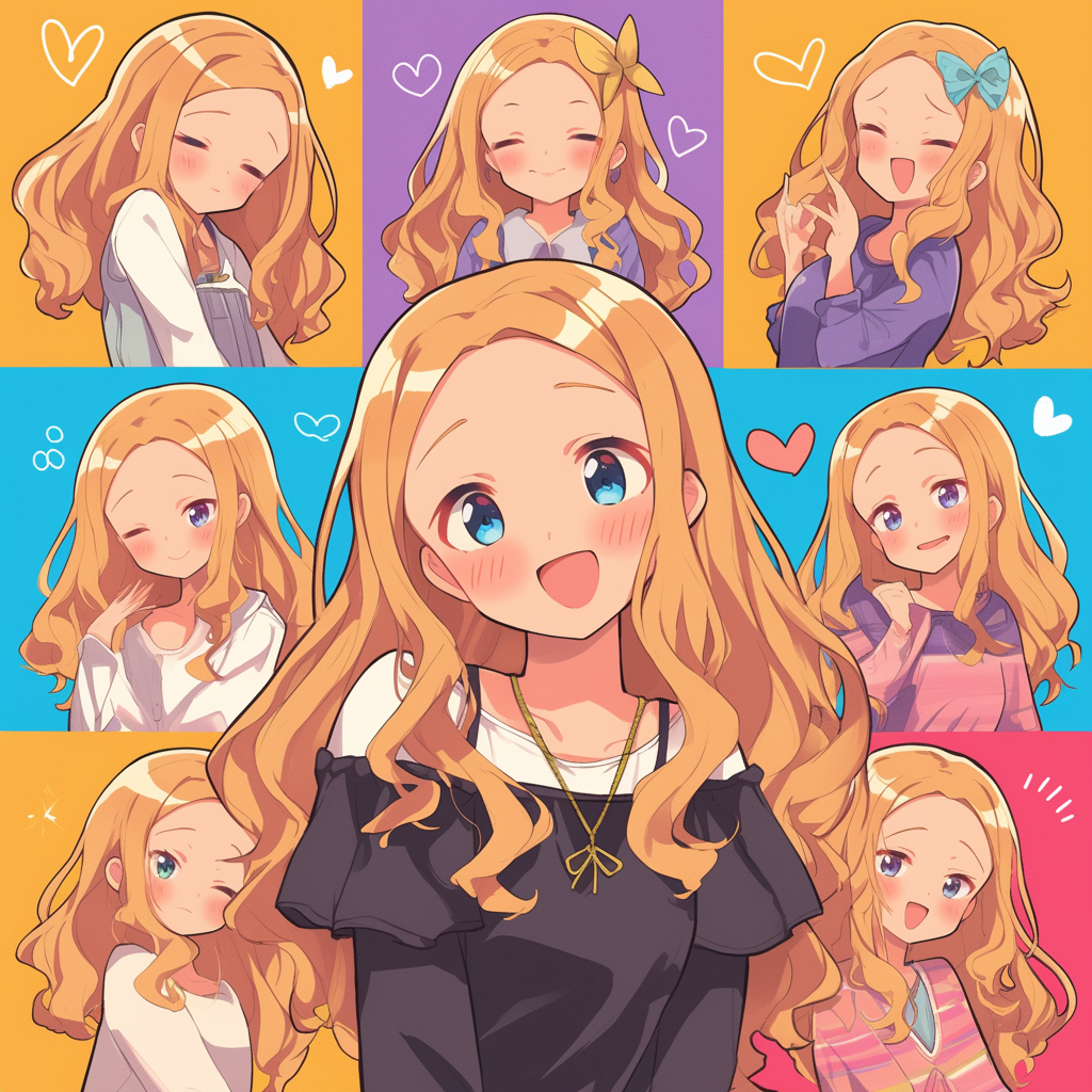 Chibi Gal with Blonde Hair in Various Outfits