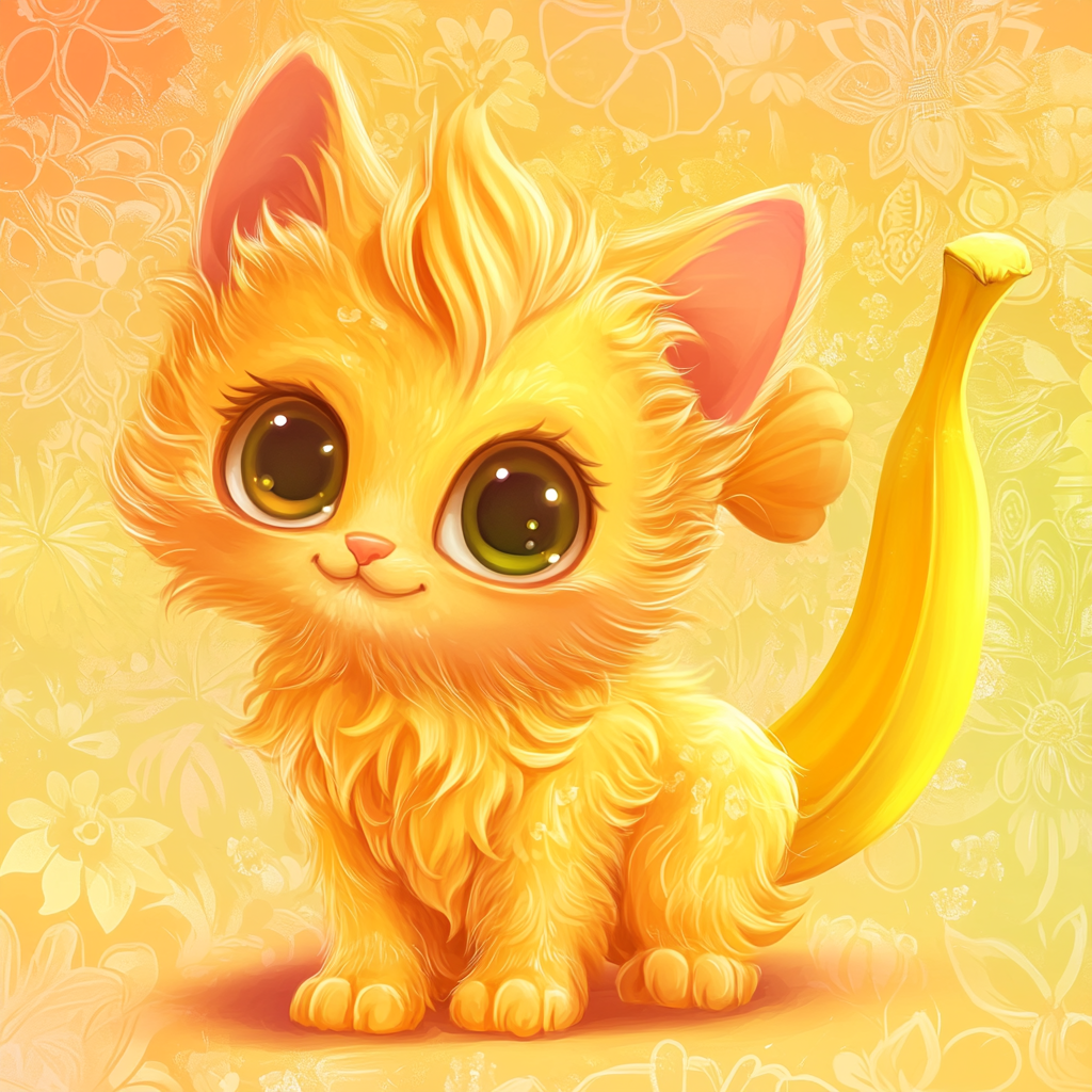 Chibi cat with features of cat and banana.