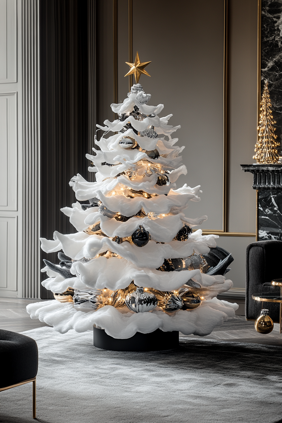 Chic Mini White Christmas Tree in Elegant Room