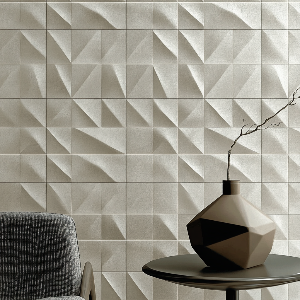 Chic Minimalist Geometric Pattern in Neutrals, Metallic Finish