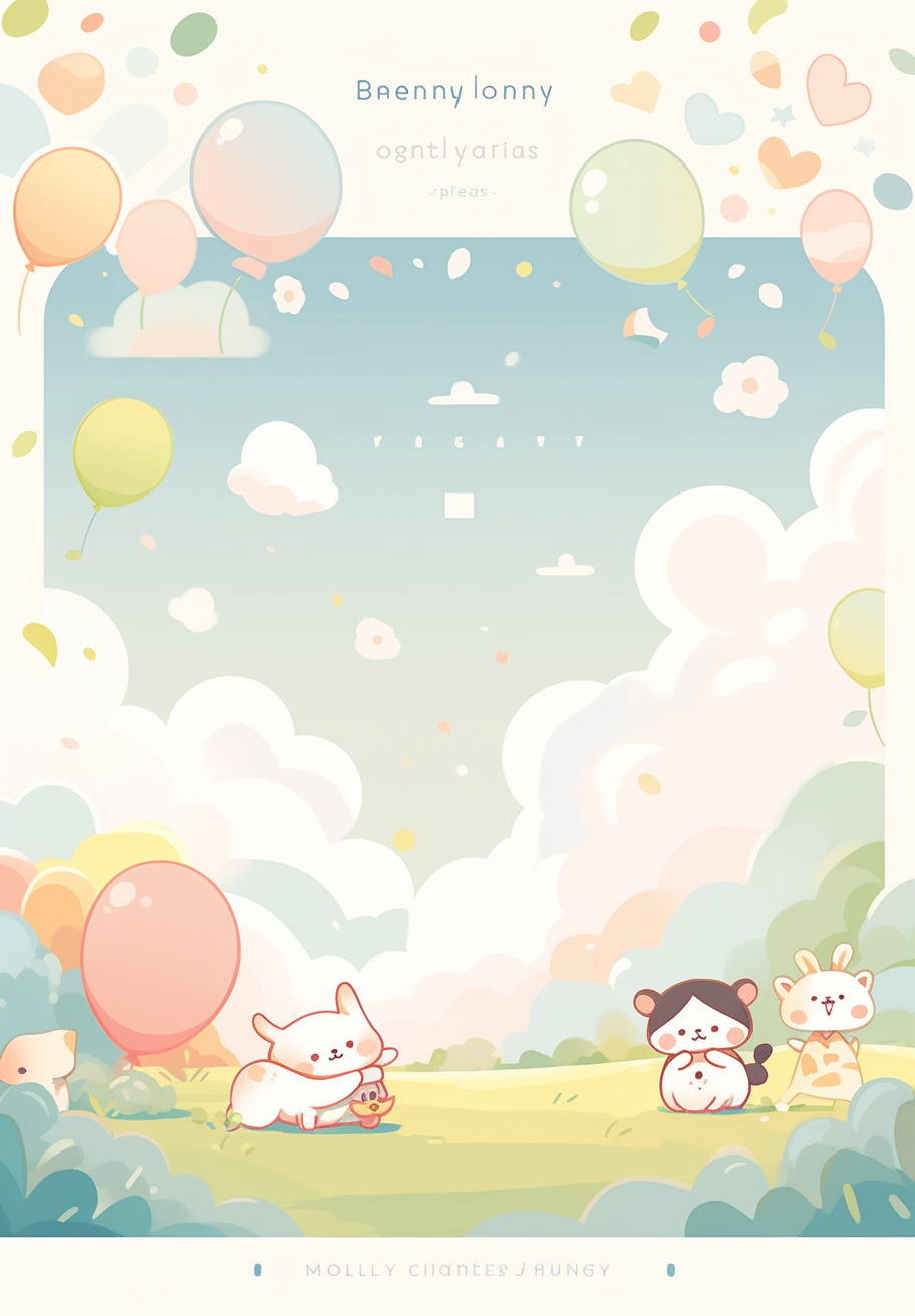 Child-friendly A4 background with soft pastel colors and illustrations.