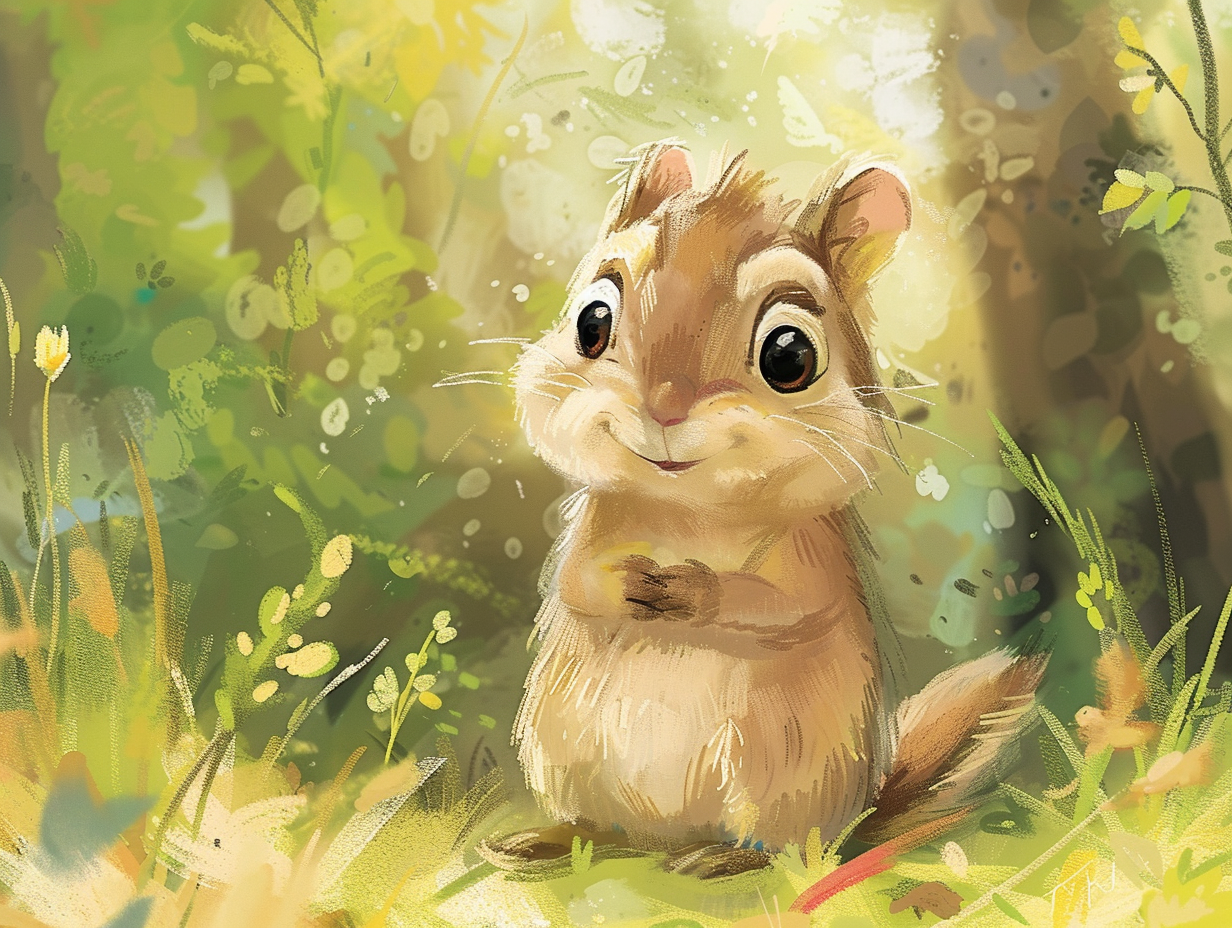 Children's Book Cover with Cute Chipmunk Illustration