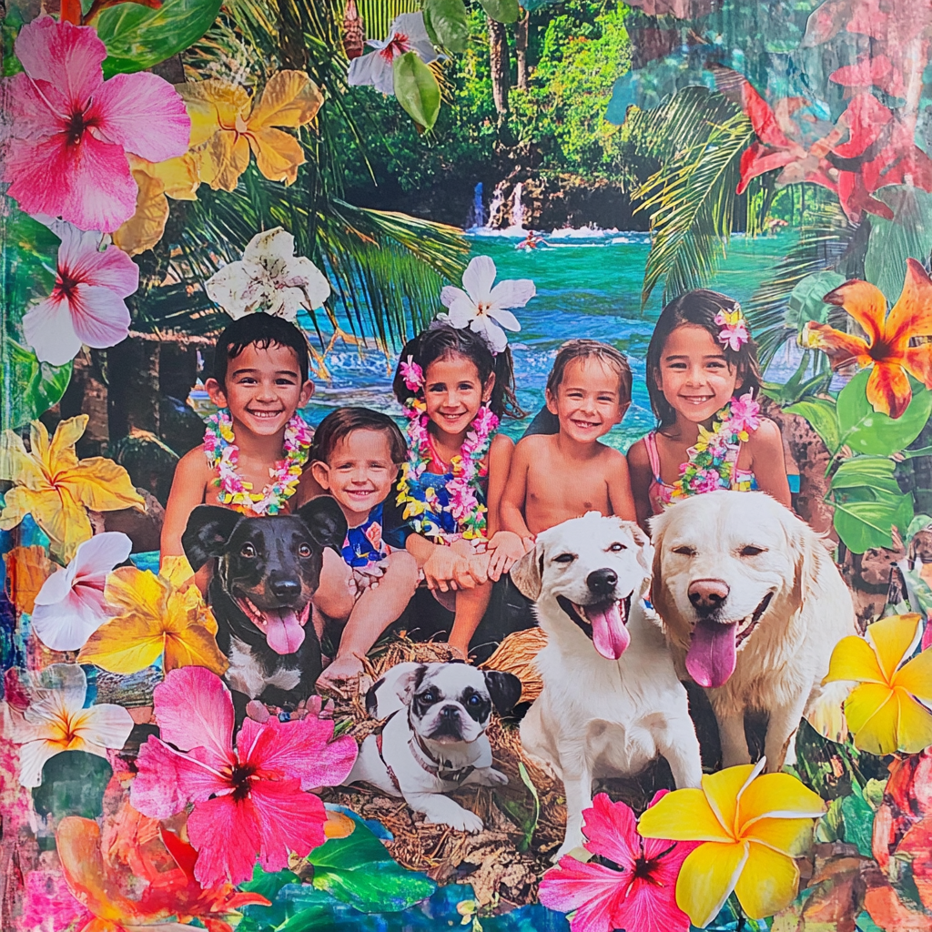 Children, Pets, and Flowers on Hawaii Vacation