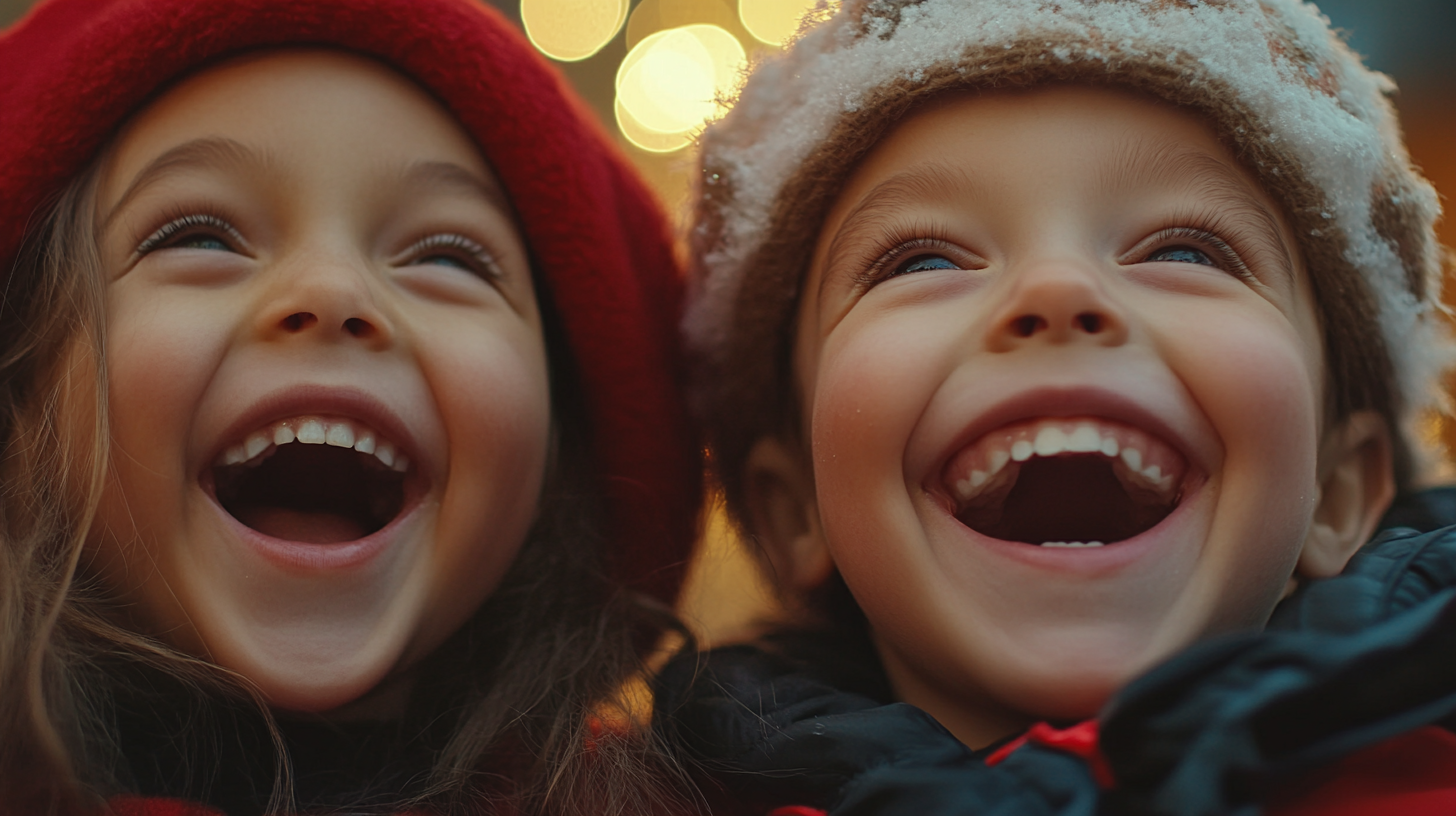 Children Smiling Happily in Holiday Joy, 8K Image.