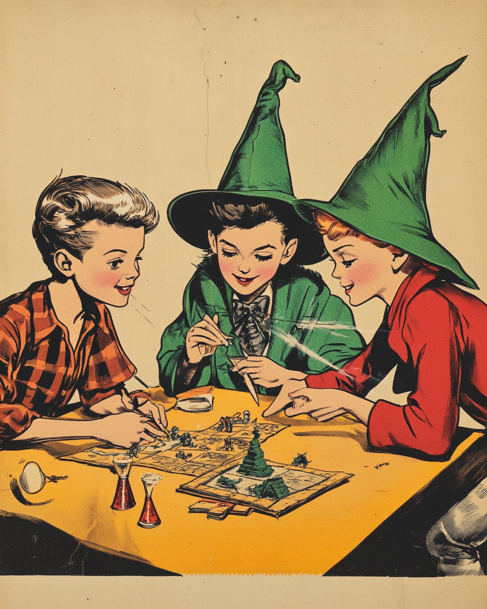 Children in wizard costumes playing dungeons and dragons