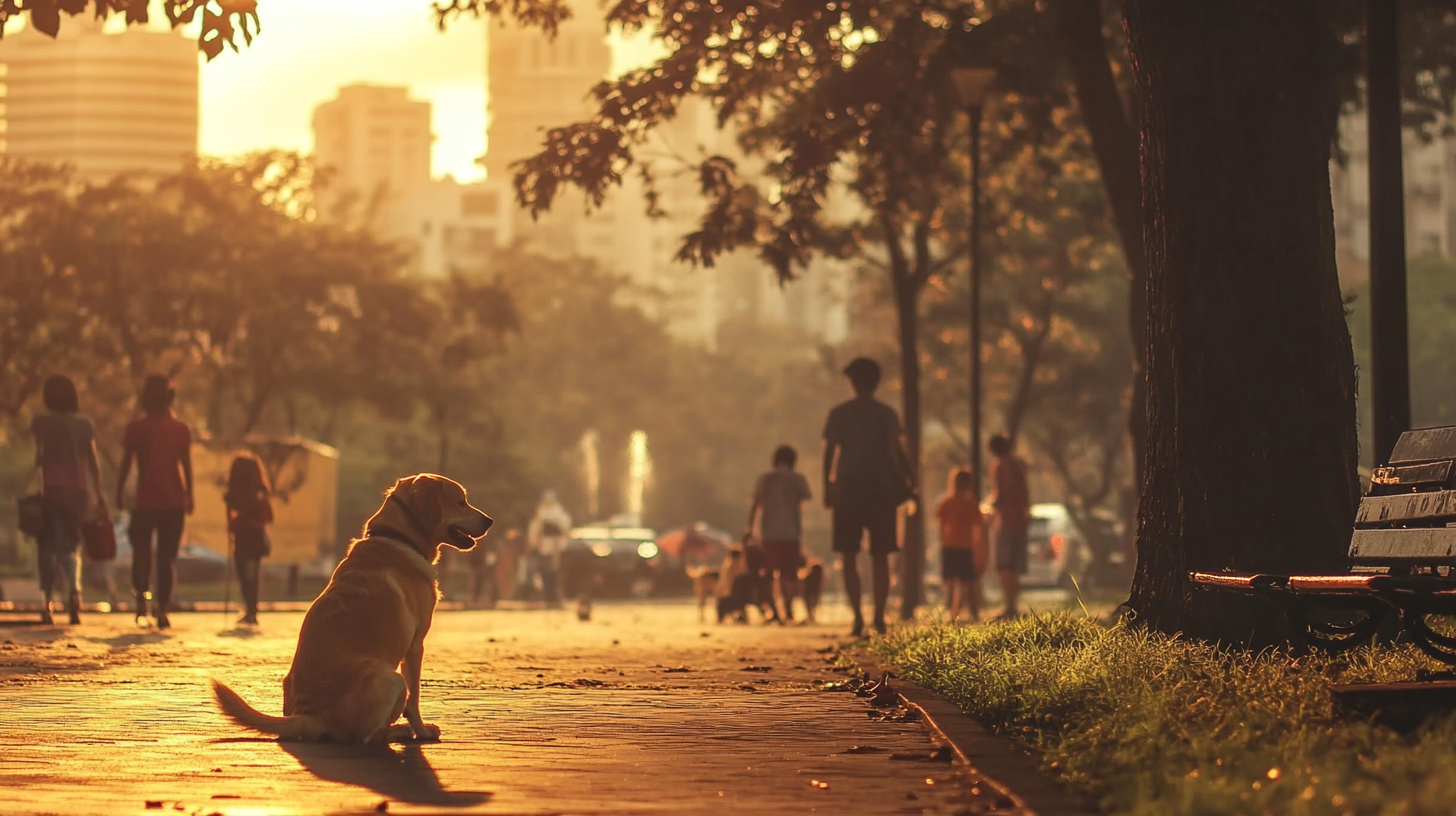 Children playing with dogs in lively park.