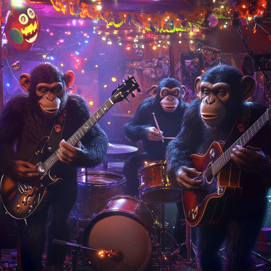 Chimp band rocks Halloween night club show