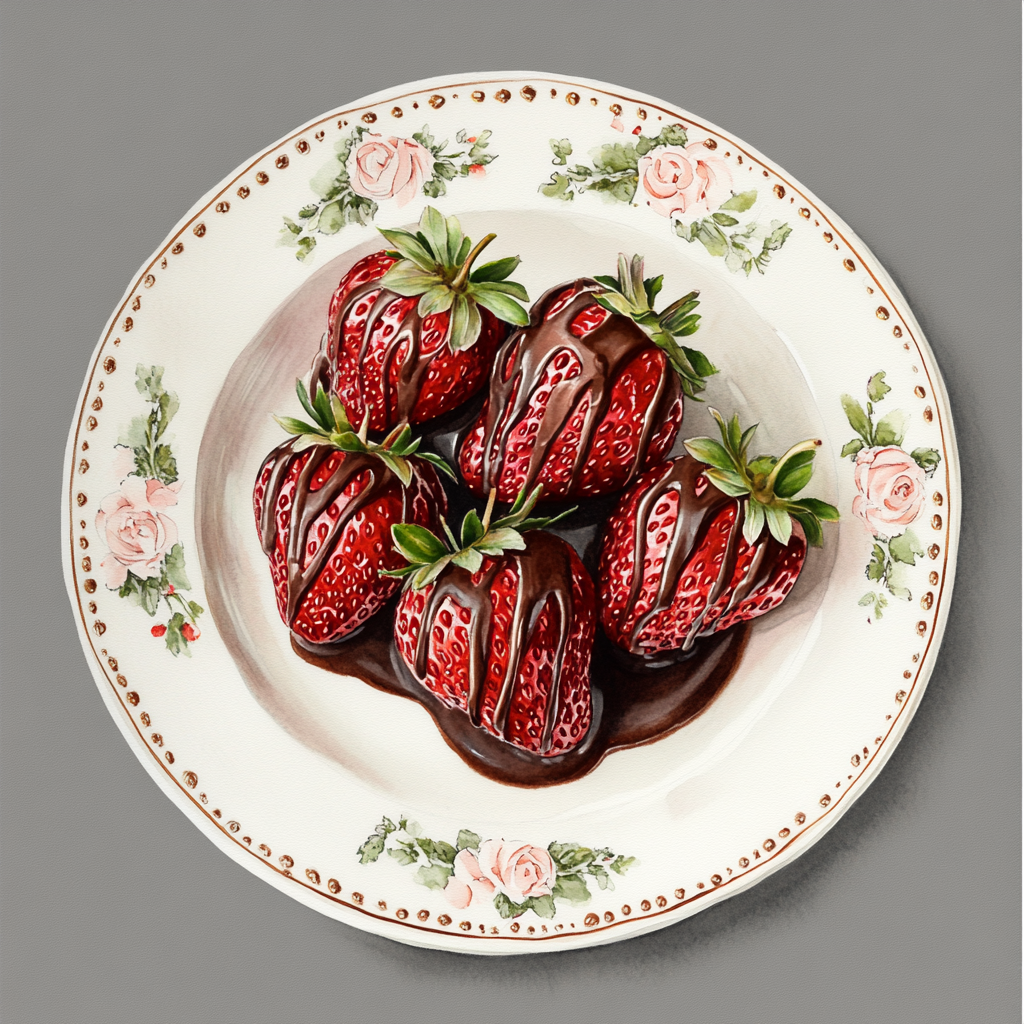 Chocolate Covered Strawberries on Elegant White Plate